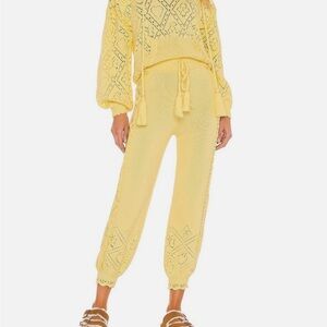 LoveShackFancy Nyla Knit Jogger In Lemondrop